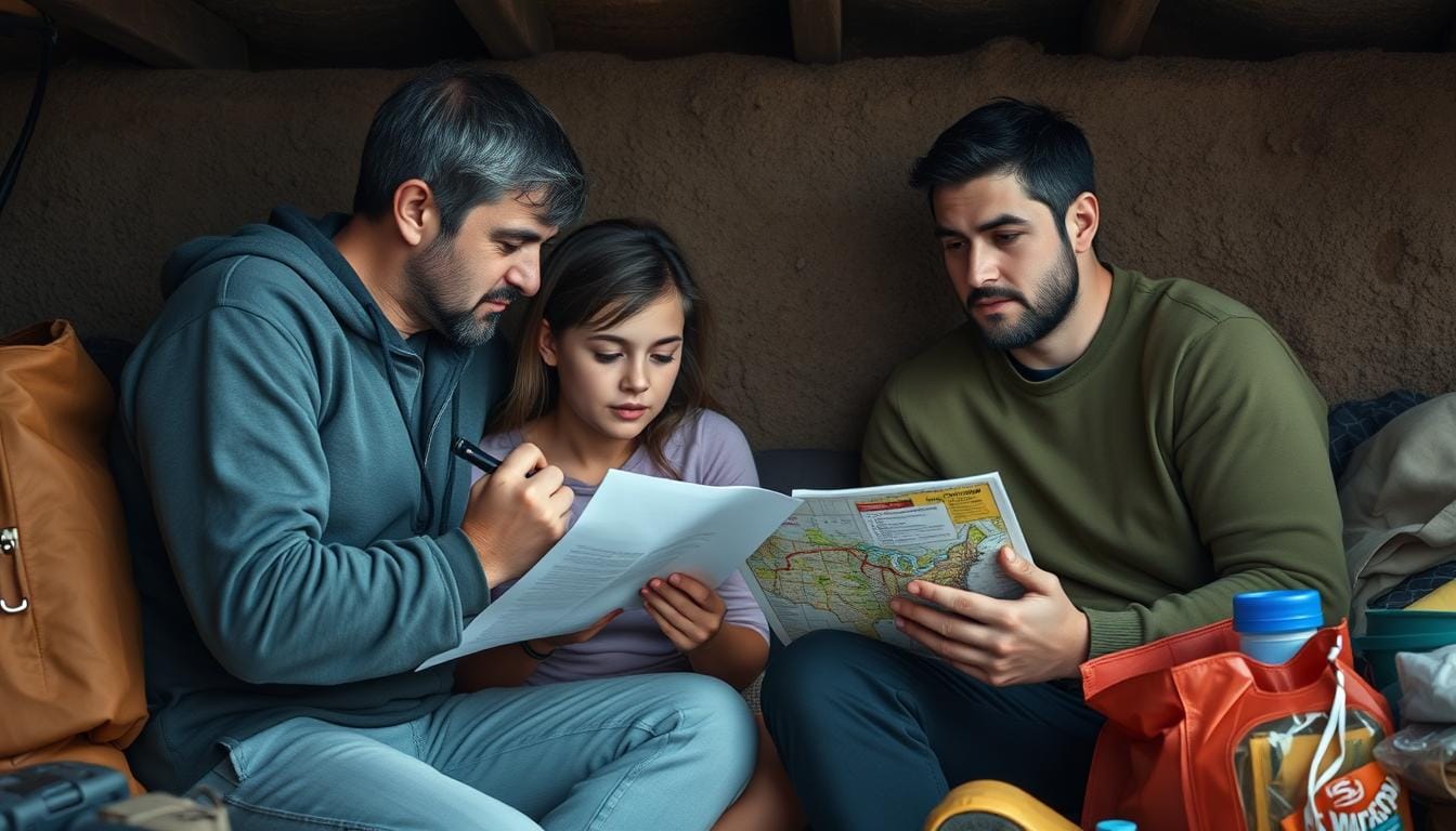 Family listening to emergency radio for instructions after nuclear attack How to Keep Your Family Safe During a Nuclear Attack